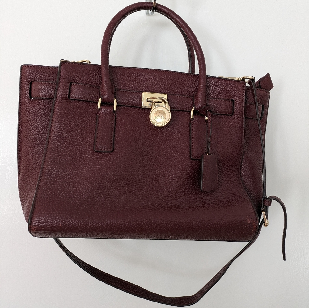 MICHAEL Michael Kors Burgundy Leather Hamilton Traveler Tote